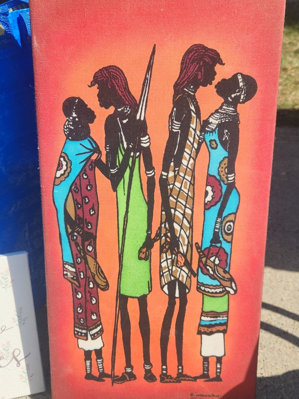 Tribal Silhouette Art Print in Orange, Turquoise & Green - Brand Unknown